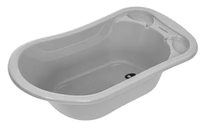 Cadă pentru bebeluși cu sifon BabyJem - 50 l, 89 cm, Soft Grey