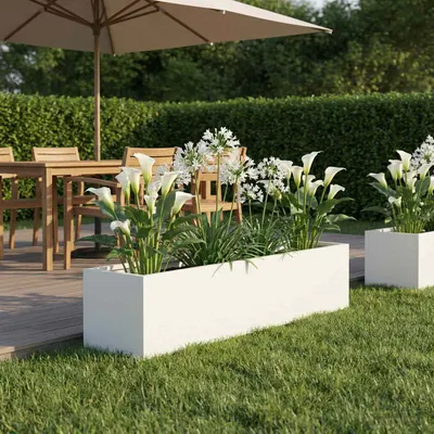 vidaXL Vază pentru Grădină Alb 80 x 20 x 20 cm Oțel laminat la rece