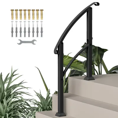 Outsunny Balustrada pentru scara 1 la 3 trepte balustrada pentru scara reglabila 0-45° cu kit de instalare 71 x 8 x 148 cm negru | Aosom Romania