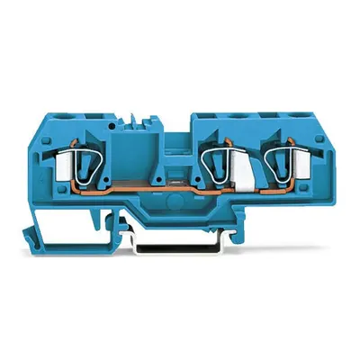 3-conductor through terminal block; 6 mm²; suitable for Ex i applications; center marking; for DIN-rail 35 x 15 and 35 x 7.5; CAGE CLAMP®; 6,00 mm²; blue