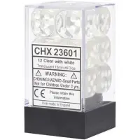 Set 12 Zaruri Chessex Translucent 16mm d6 Dice Blocks - Transparent/Alb
