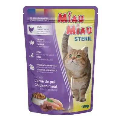 Hrana umeda pentru pisici Miau-Miau, Sterilised, plic 100g 100g