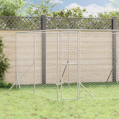 vidaXL Padoc de exterior pentru câini argintiu 8x12x2m oțel galvanizat