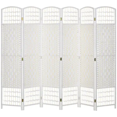 HOMCOM Paravan separator de încăperi cu 6 panouri pliabil din sfoară de hârtie 160x170cm decor pentru dormitor alb | Aosom Romania