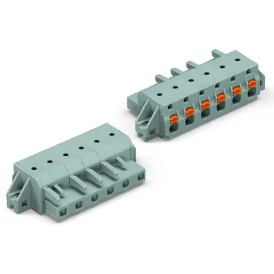 1-conductor female plug; push-button; clamping collar; 2.5 mm²; Pin spacing 7.5 mm; 16-pole; 2,50 mm²; gray