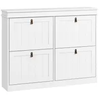 HOMCOM Pantofar Slim cu 4 Uși Rabatabile, Rafturi Reglabile, pentru 10-20 Perechi, Alb | Aosom Romania