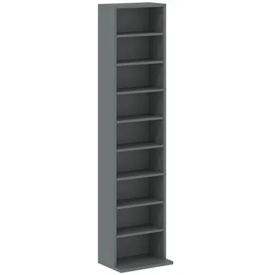 HOMCOM Rafturi pentru CD și DVD 9 compartimente și 6 rafturi reglabile capacitate max. 260 CD/120 DVD 33 x 24 x 140 cm gri | Aosom Romania