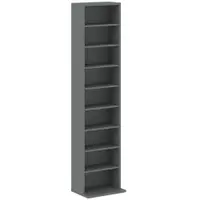 HOMCOM Rafturi pentru CD și DVD 9 compartimente și 6 rafturi reglabile capacitate max. 260 CD/120 DVD 33 x 24 x 140 cm gri | Aosom Romania