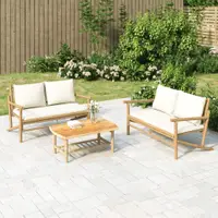 Gossi set mobilier de gradina cu perne alb crem, 2 piese, bambus