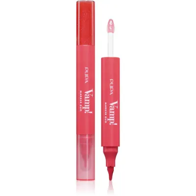 PUPA Milano Vamp! Lip Marker Duo repara buzele stralucitor culoare 004 Spicy Raspberry 1.4 ml