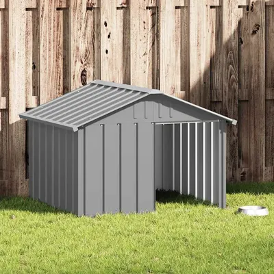vidaXL Casă pentru câini, gri, 116,5x103x81,5 cm, oțel galvanizat