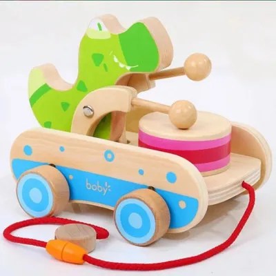 Jucarie de Tras din Lemn - Crocodil Montessori - Nurio