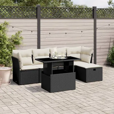 Gossi set mobilier de gradina cu perne, 6 piese, negru, poliratan