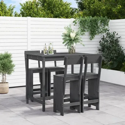 Gossi set mobilier bar pentru gradina, 5 piese, gri, lemn masiv pin