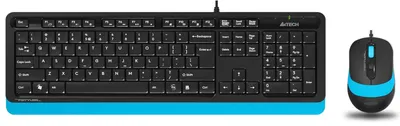 A4tech F1010 Fstyler Set cu cablu tastatura si mouse, USB, negru/albastru