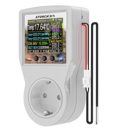 Priza inteligenta si Controller smart temperatura si consum energie ATORCH S1BWT, WiFi, Bluetooth, control de la distanta, Cablu 3m