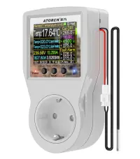Priza inteligenta si Controller smart temperatura si consum energie ATORCH S1BWT, WiFi, Bluetooth, control de la distanta, Cablu 3m
