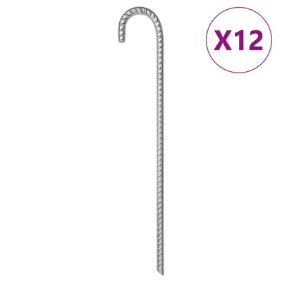 Gossi tarusi de cort, 12 buc., 41,5 cm, Ø12 mm, otel galvanizat