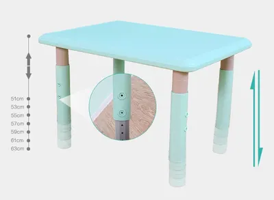 Masuta din plastic pentru copii 60x60 cm cu inaltime reglabila pe 7 nivele,margini rotunjite,picioare antiderapante pentru activitati acasa,cresa sau gradinita Nichiduta Blue