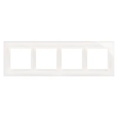 Rama cvadrupla de sticla IP20/IP44(a se folosi cu DUN4 pentru IP44), alb perlat