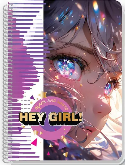 Caiet spiralat Black&White Manga Girl - A5, 80 foi, sortiment