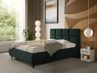 Pat Tapitat cu somiera fixa - Catifea Verde - Alfa 140x200