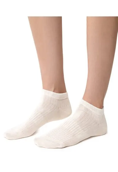 Sosete scurte bumbac 100% in culoare naturala S197 - Ecru
