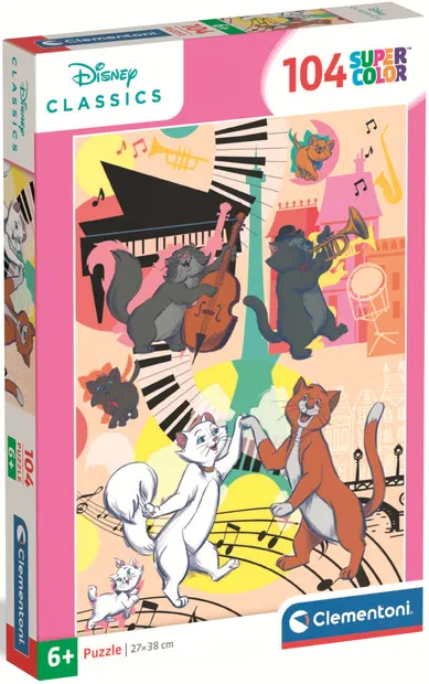 Puzzle pentru copii Clementoni din 104 piese - Pisicile aristocrate