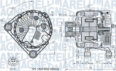 Alternator (12v, 140a) Potrivit Chevrolet Trax; Opel Astra J, Astra J Gtc, Insignia A, Zafira C; Saab 9-5 1.6 1.6cng 1.8 07.08