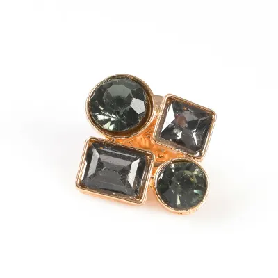 Brosa martisor cu forme geometrice si pietre negre