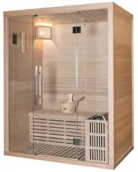 Sauna finlandeza de interior, 150x105 cm pentru 2 persoane, lemn de hemlock, Igneus Wellis