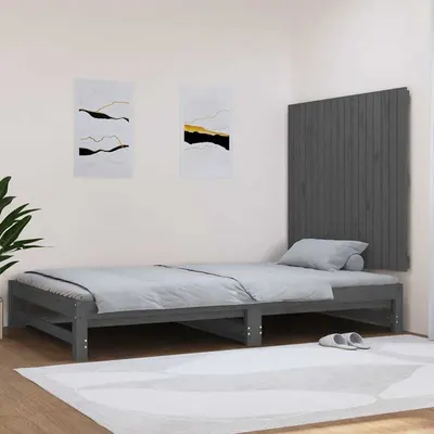 vidaXL Tăblie de pat pentru perete, gri, 108x3x90 cm, lemn masiv pin
