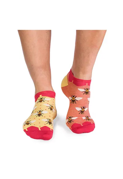 Sosete scurte bambus - FINE BAMBOO Sneaker Bees - Yellow