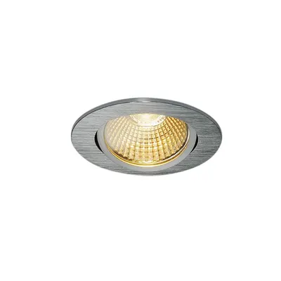 Spot incastrat, NEW TRIA 68 Ceiling lights, aluminium recessed fitting, LED, 3000K, round, brushed aluminium, 38°, 12W, incl. driver, clip springs