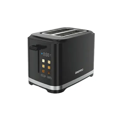 Prajitor de paine Daewoo, putere 800 W,Display LED, functie reincalzire, functie decongelare, tavita pentru firimituri, control electronic rumenire, carcasa Cool Touch, culoare negru