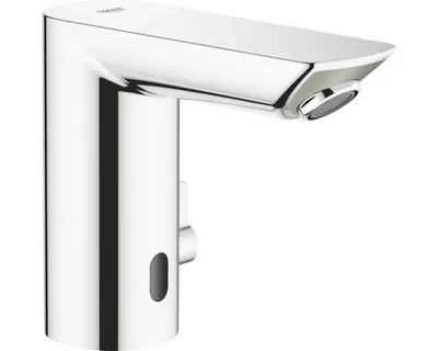 Baterie lavoar cu senzor Grohe Bau Cosmo E 36453000, cu mixare, crom, furtune flexibile, valva de siguranta pentru reflux, Crom