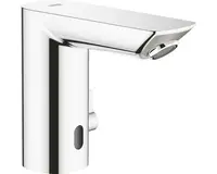 Baterie lavoar cu senzor Grohe Bau Cosmo E 36453000, cu mixare, crom, furtune flexibile, valva de siguranta pentru reflux, Crom