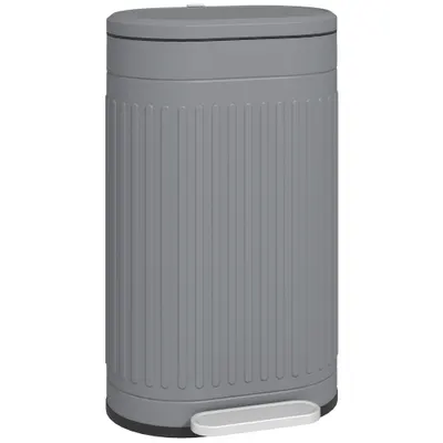 HOMCOM Coș de gunoi 30 L cu pedală, capac, găleată interioară detașabilă, funcție Soft-Close 36,5 x 31,2 x 60,8 cm, Gri | Aosom Romania