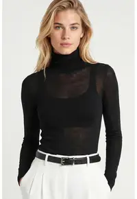 Bluza dama - Happiness Istanbul - Negru - Guler inalt