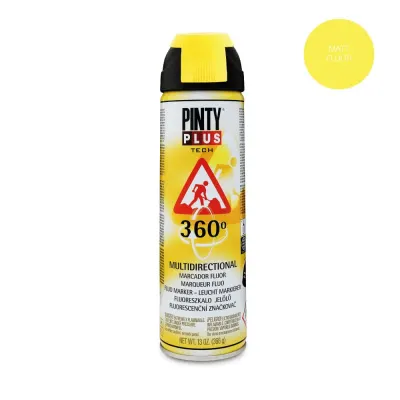 Spray vopsea marcaj fluorescent Pintyplus T146 Galben 500 ml, interior/exterior, supapa 360°