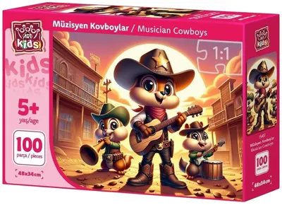Puzzle pentru copii Art Kids din 100 piese - Muzicieni cowboy