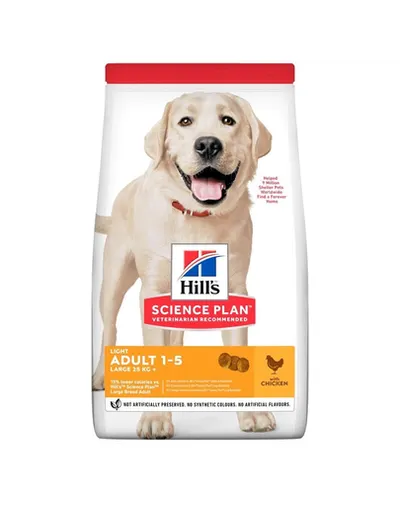 HILL'S Science Plan Canine Adult Light Large breed Chicken 18 kg pentru caini de rasa mare + 3 conserve GRATIS