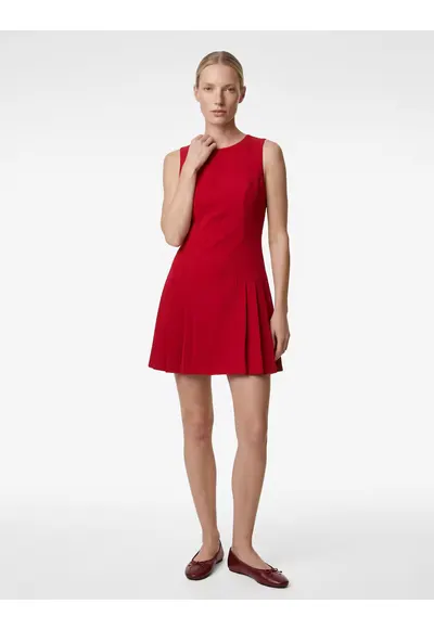 Rochie mini cu pliuri - Rosu vermillion