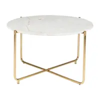Măsuță de cafea albă/aurie rotundă cu blat din marmură ø 70 cm Timpa – White Label