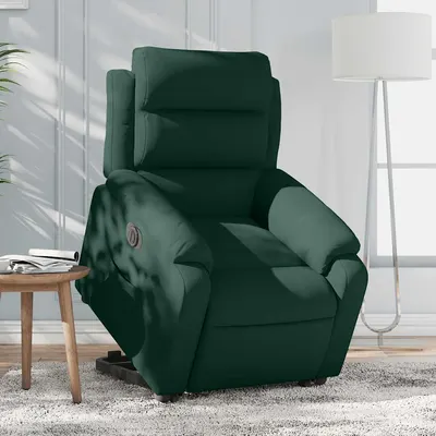 vidaXL Fotoliu electric rabatabil cu ridicare, verde închis, catifea