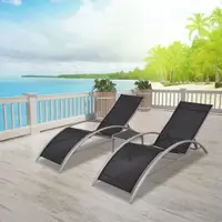 Gossi Șezlonguri de plaja cu masa, negru, aluminiu