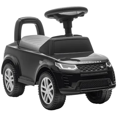 AIYAPLAY Mașină de împins pentru copii sub licență Land Rover, vehicul de împins, claxon, sunete de motor, depozitare sub șezut, negru | Aosom Romania
