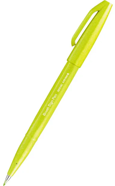 Pentel Sign Pen Pen Brush Marker - SES15C, verde