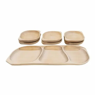Platouri Ovale Compartimentate, Lemn de Fag, , 64 x 27 x 2.5 cm, 7 Bucati