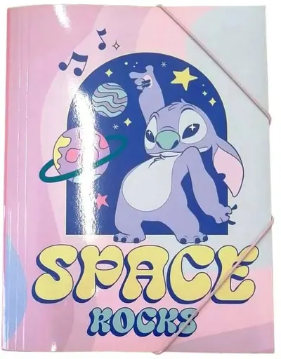 Dosar cu bandă elasticăGIM Stitch - Space Rocks, A4